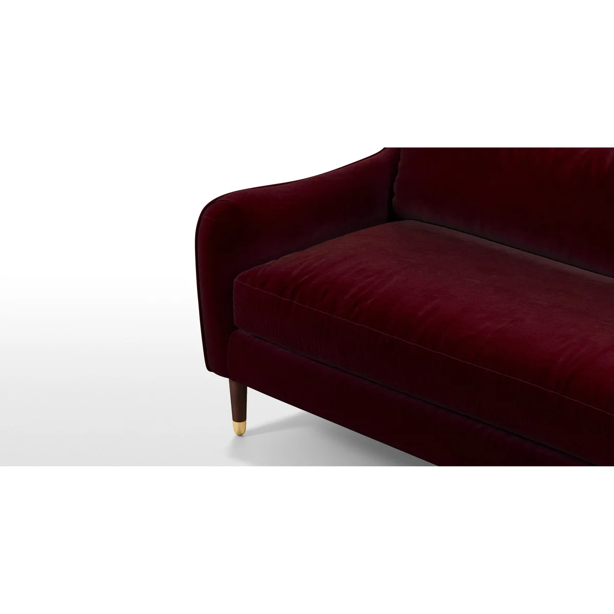 Content by Terence Conran Oksana 3 Seater Sofa, Plush Burgundy Velvet with Dark Wood Brass Leg – image 6