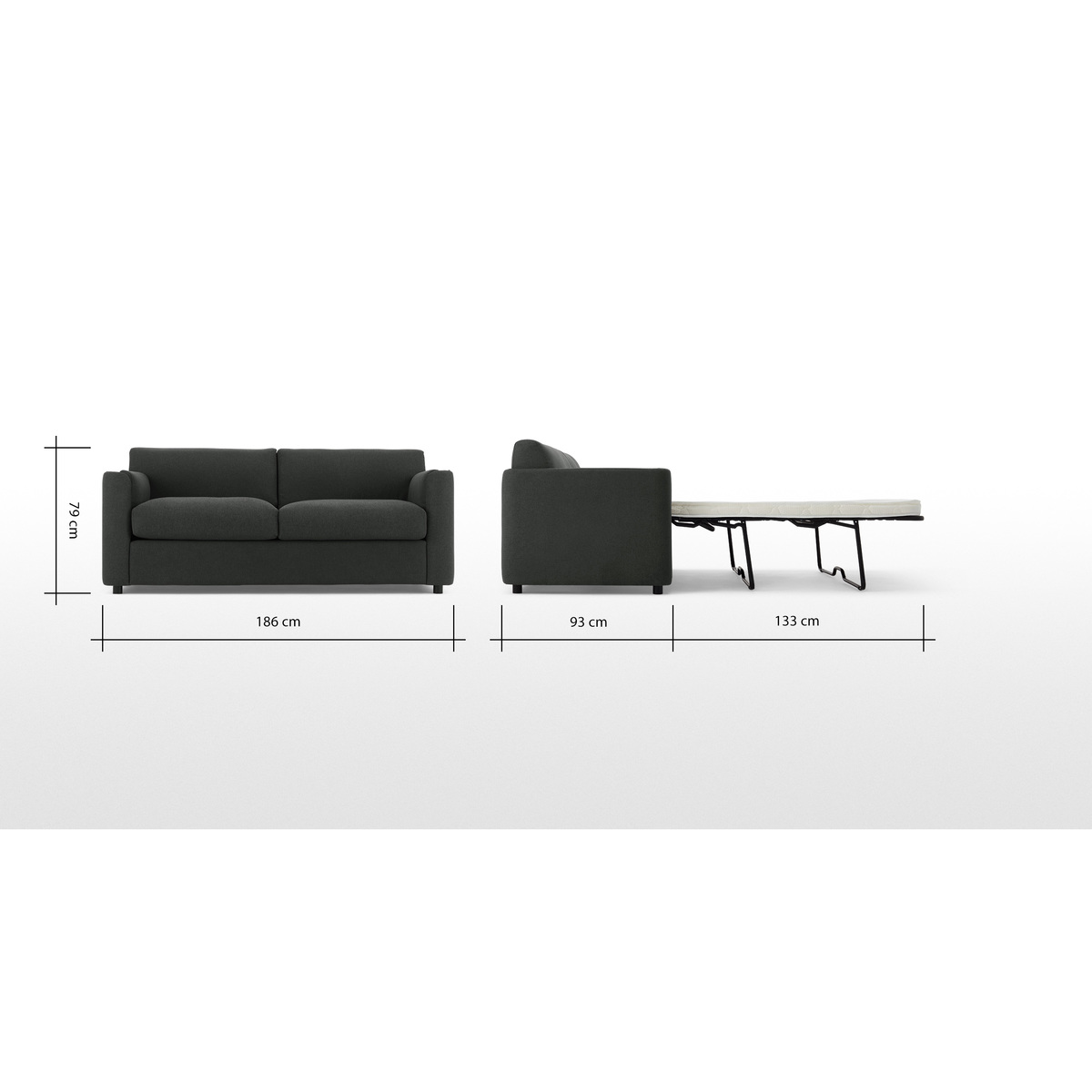 Baen 2 Seater Sofa Bed, Sterling Grey – image 7