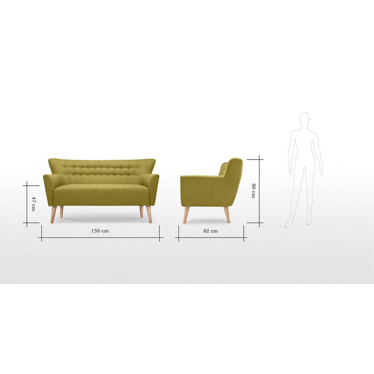 Quentin 2 Seater Sofa, Lemongrass Green – image 10