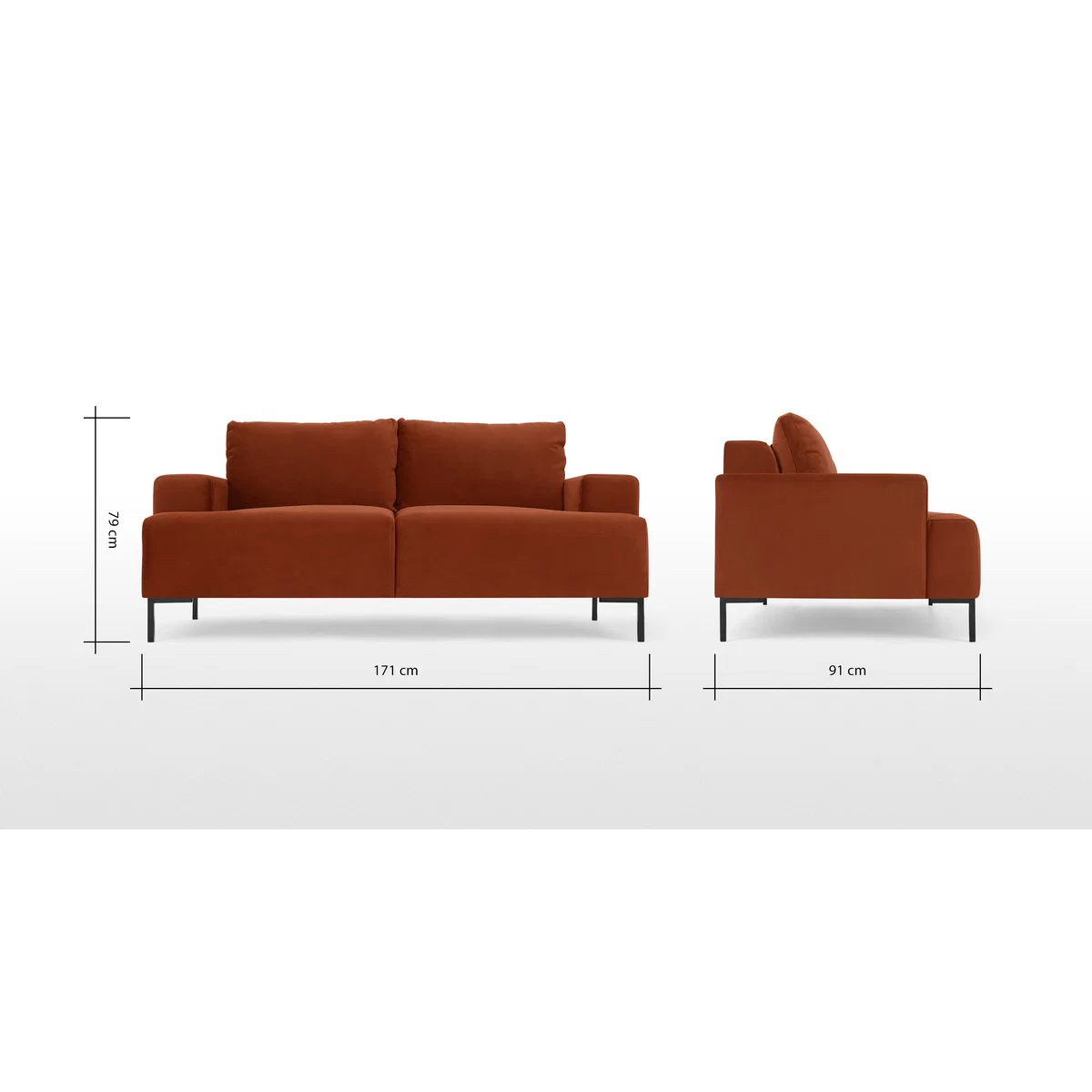 Frederik 2 Seater Sofa, Nutmeg Orange Velvet – image 8