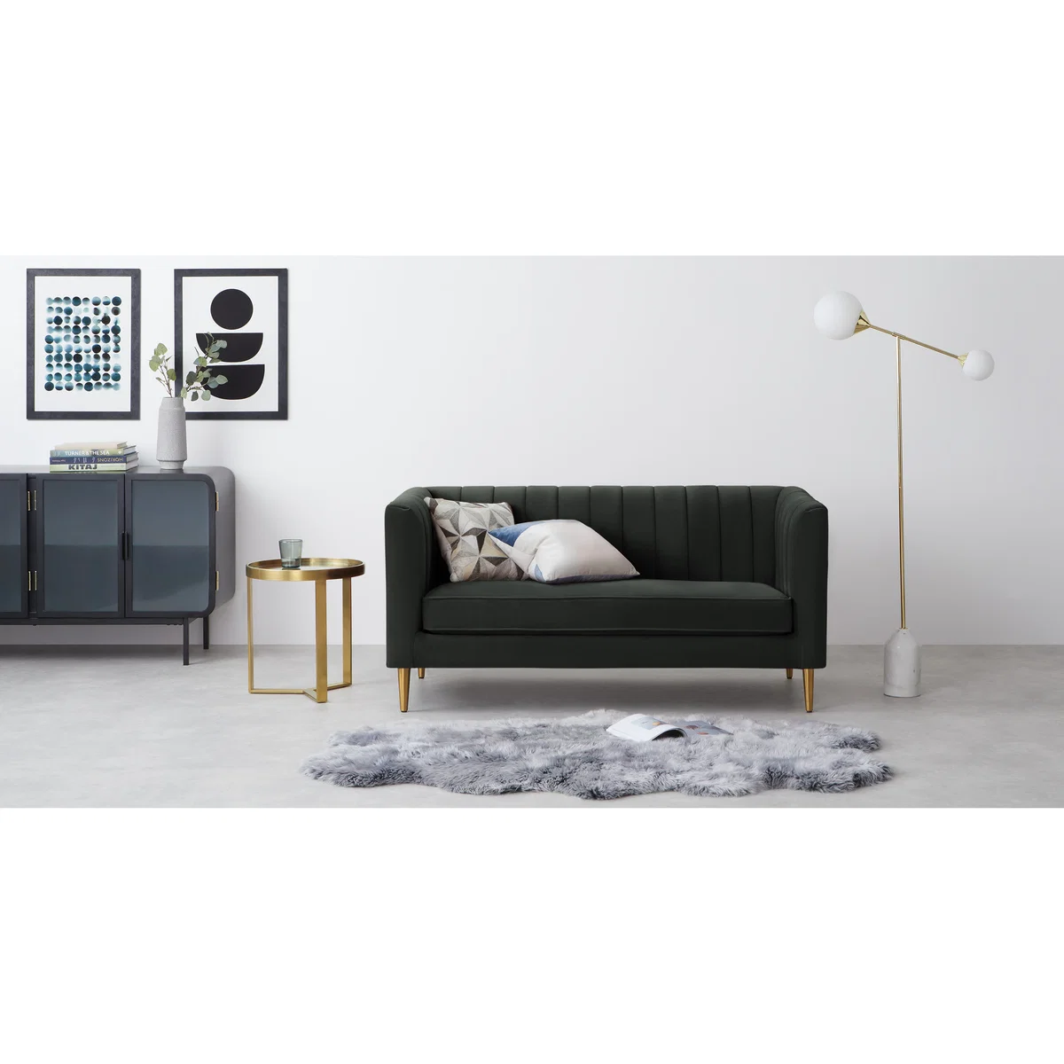 Amicie 2 Seater Sofa, Dark Anthracite Velvet – image 3