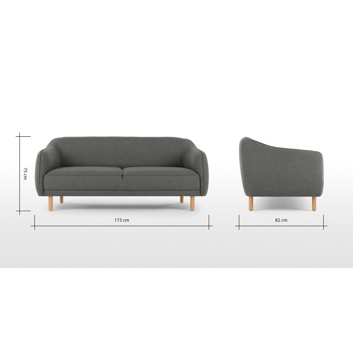 Haring 3 Seater Sofa, Cadet Dark Grey – image 8