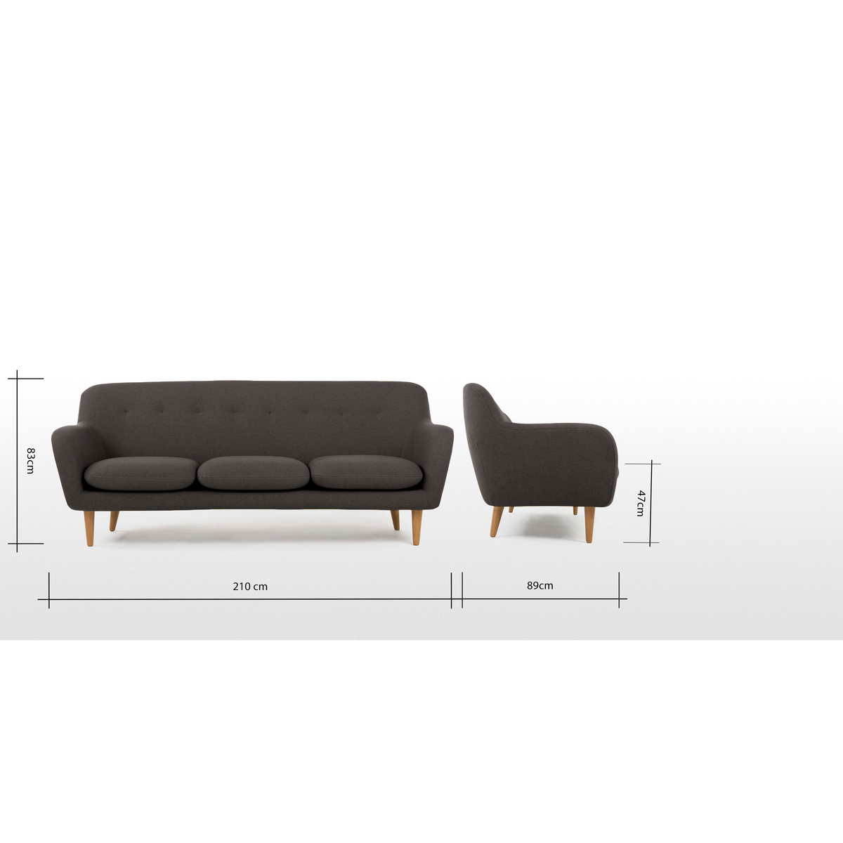 Dylan 3 Seater Sofa, Marl Grey – image 8