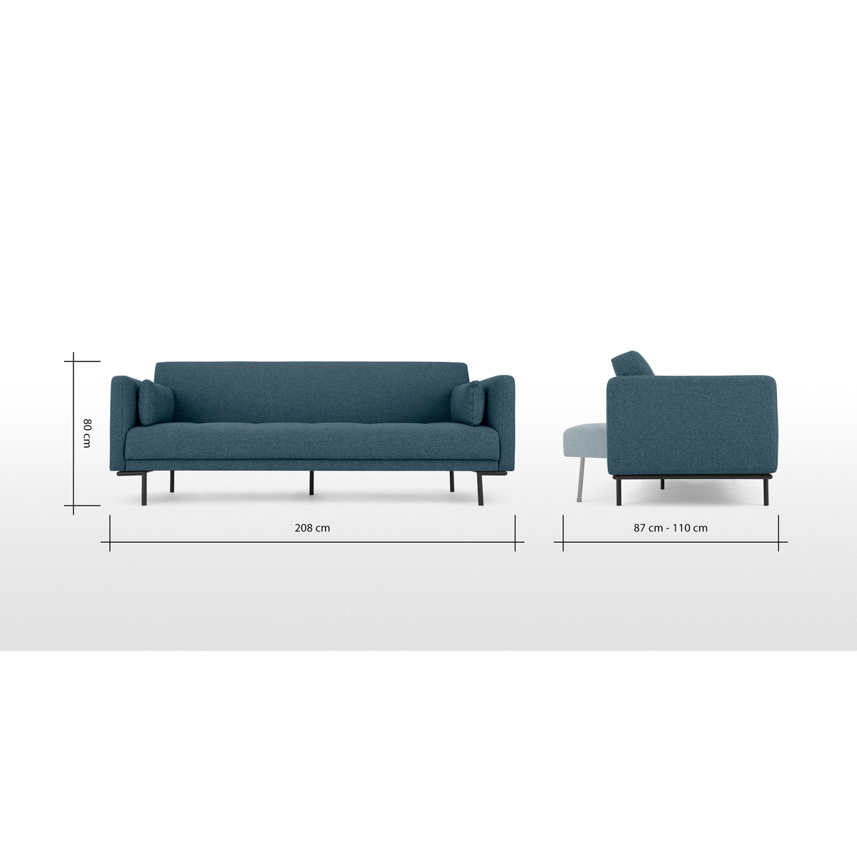 Harlow Click Clack Sofa Bed, Orleans Blue – image 9