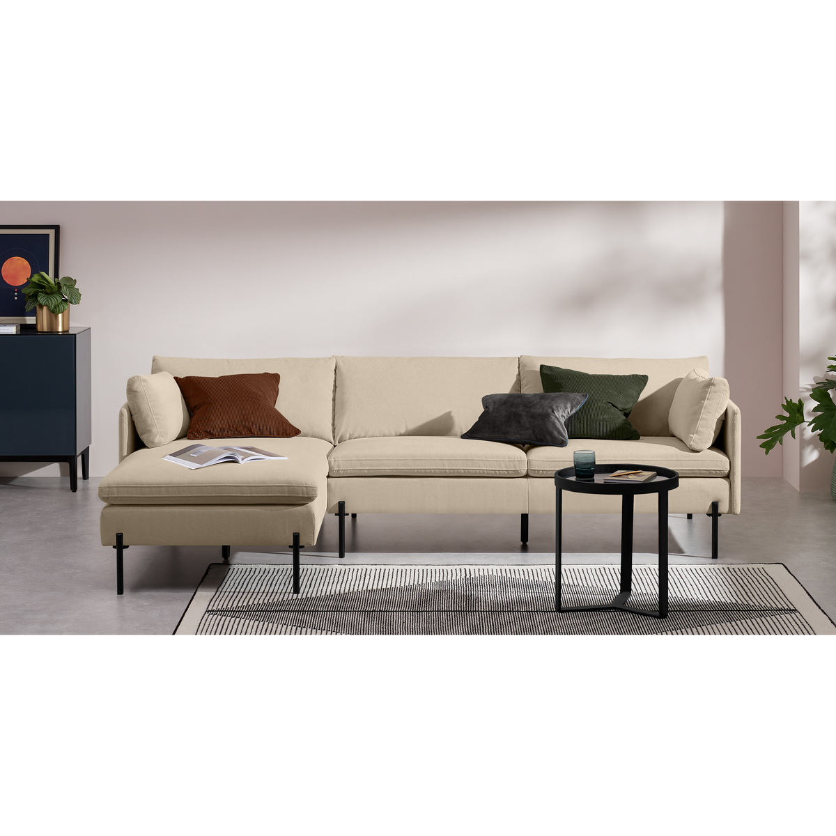 Zarina Left Hand Facing Chaise End Sofa, Stone Corduroy Velvet – image 3