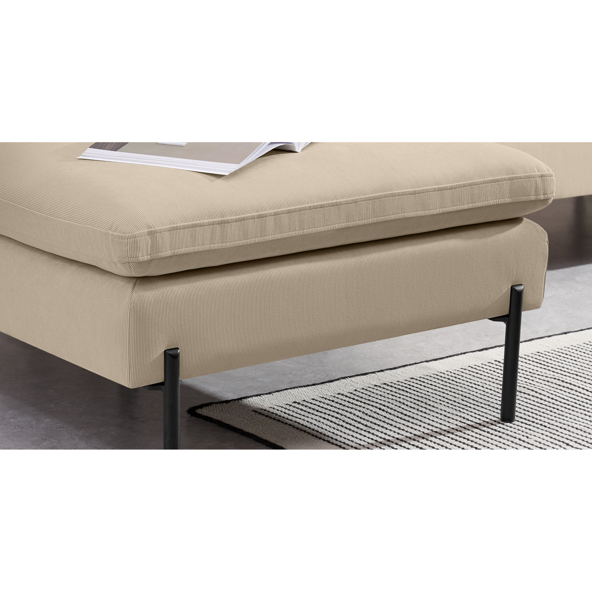 Zarina Left Hand Facing Chaise End Sofa, Stone Corduroy Velvet – image 4