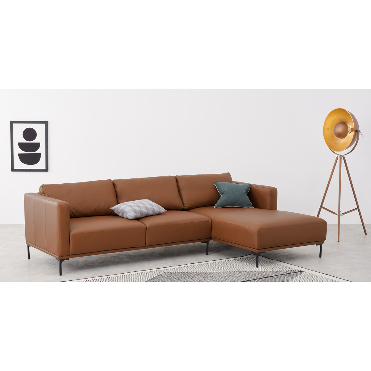 Milo Right Hand Facing Chaise End Corner Sofa, Otis Mocha Leather – image 3