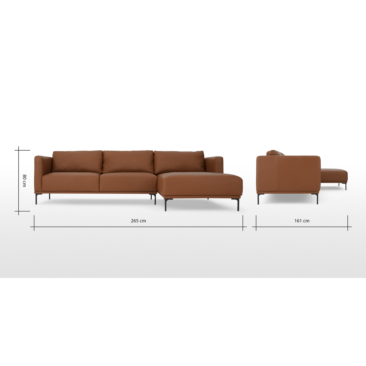 Milo Right Hand Facing Chaise End Corner Sofa, Otis Mocha Leather – image 8