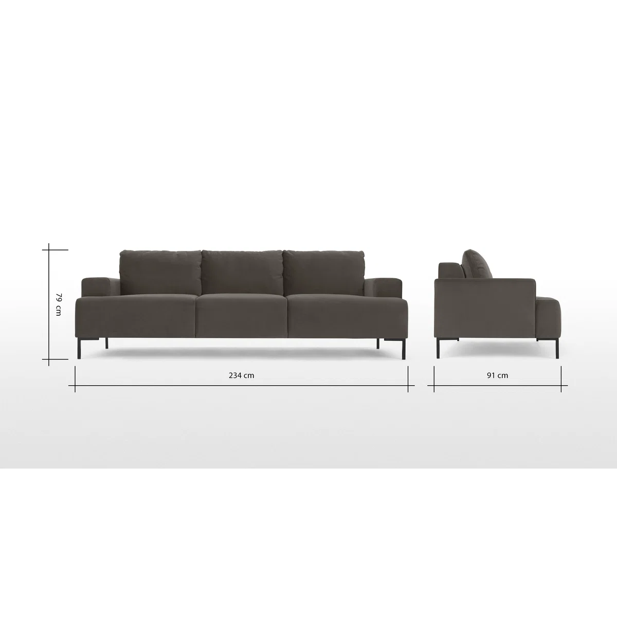 Frederik 3 Seater Sofa, Otter Velvet – image 8