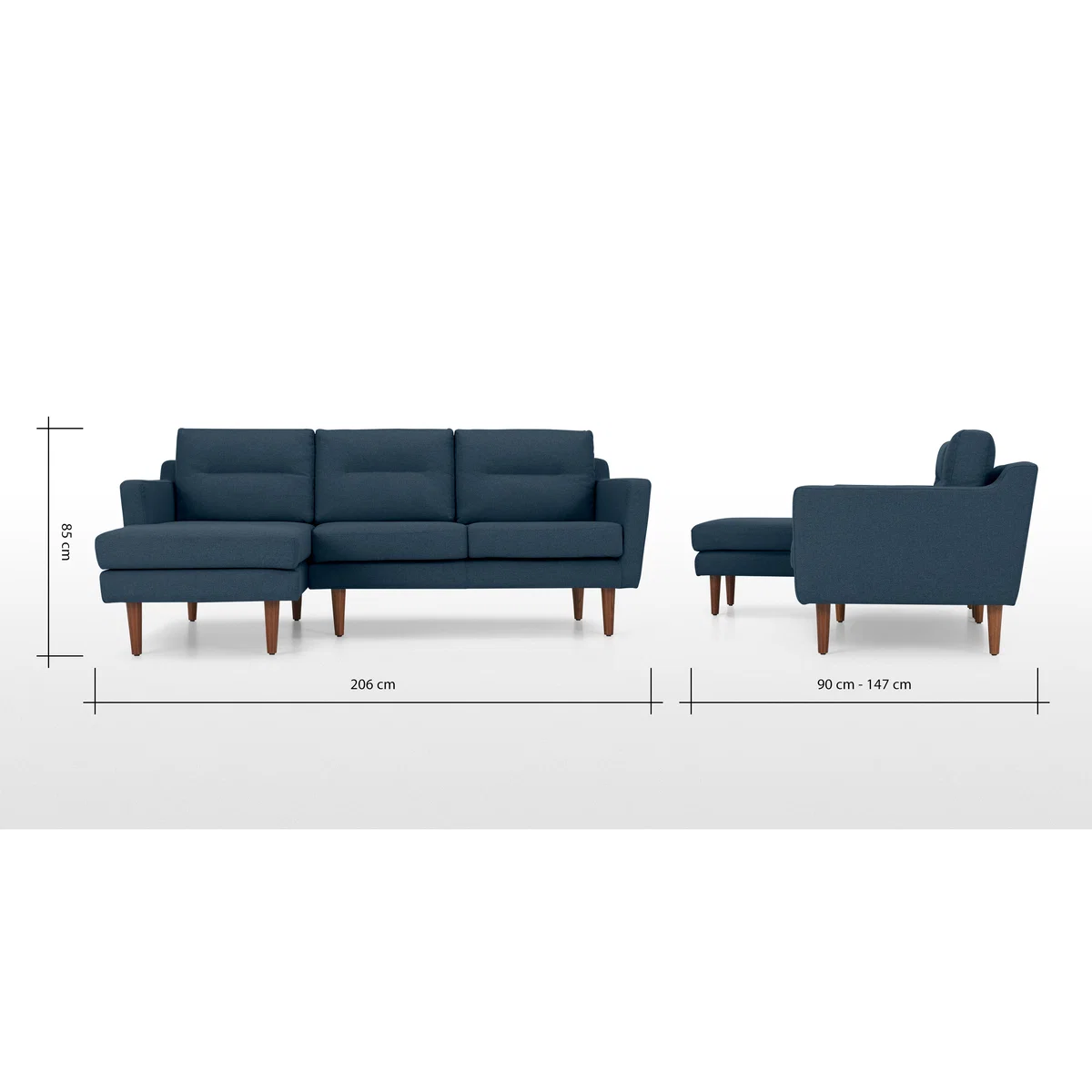 Walker Left Hand Facing Chaise Corner Sofa, Orleans Blue – image 8