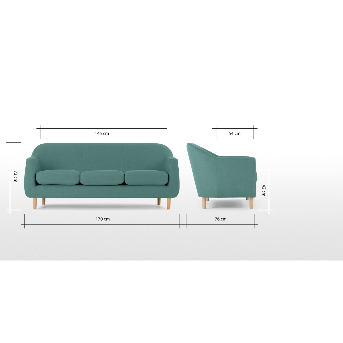 Tubby 3 Seater Sofa, Soft Teal – image 9
