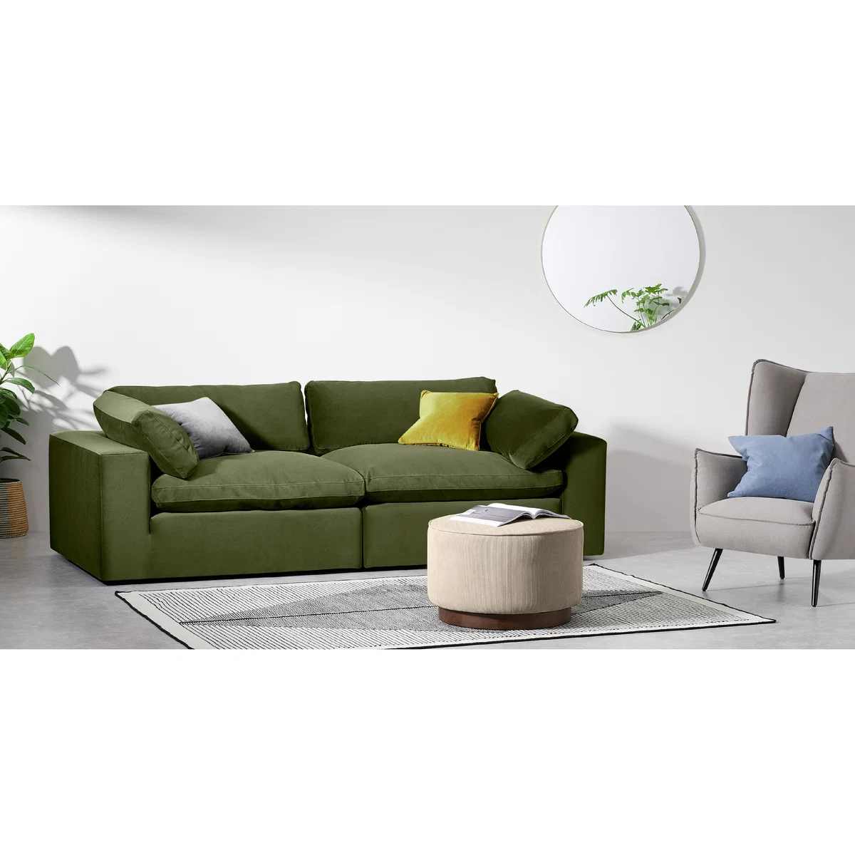 Samona 3 Seater Sofa, Pistachio Green Velvet – image 3