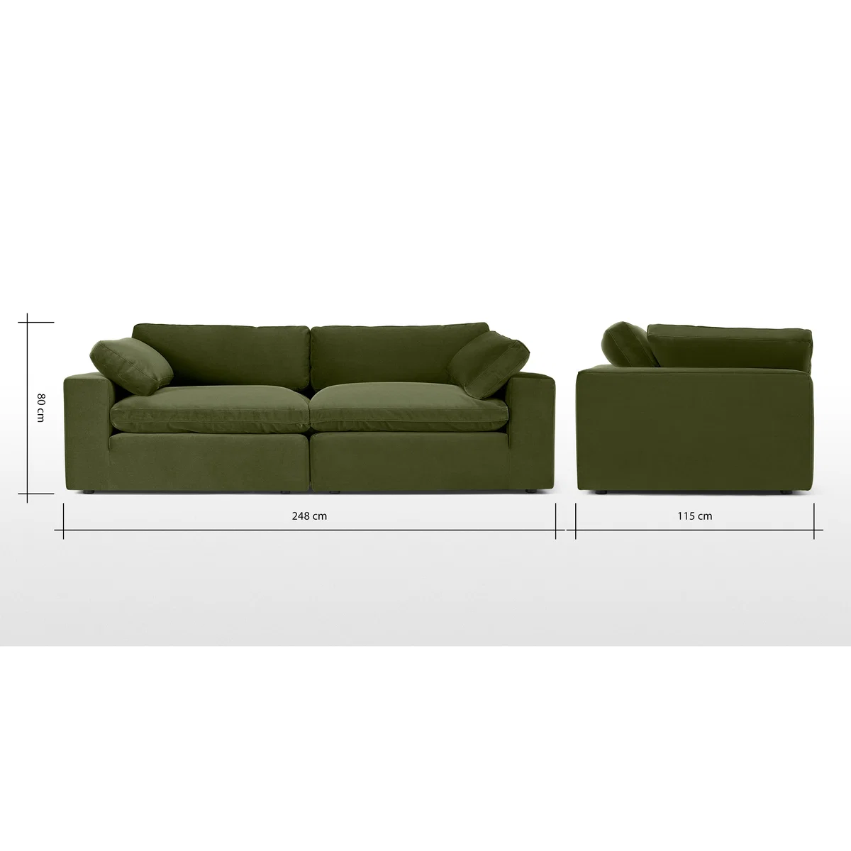 Samona 3 Seater Sofa, Pistachio Green Velvet – image 8