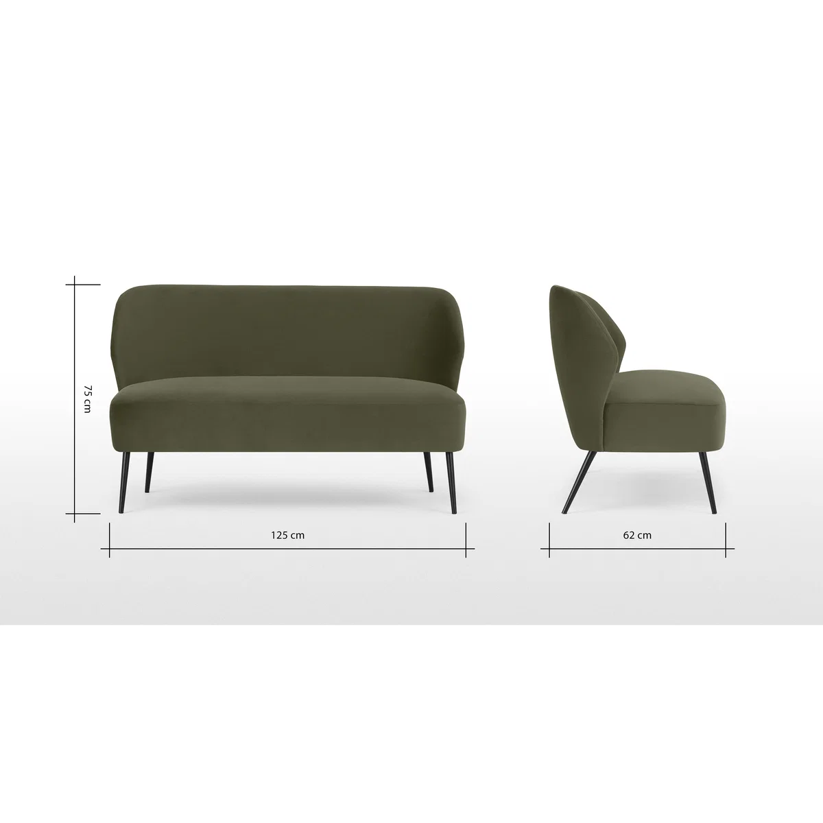 Topeka 2 Seater Sofa, Sycamore Green Velvet – image 7