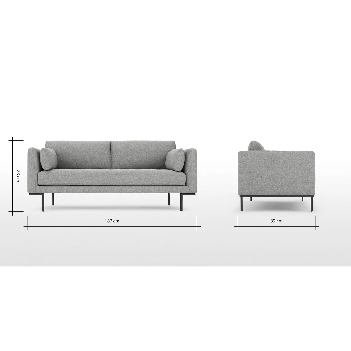 Harlow Large 2 Seater Sofa, Mountain Grey – image 8