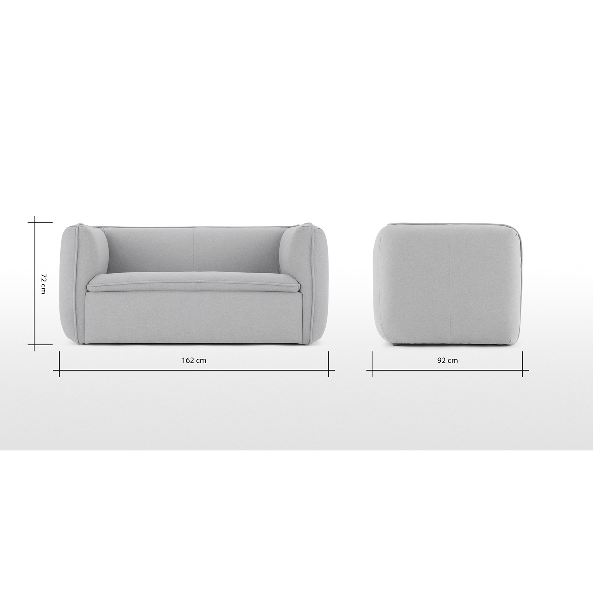 Berko 2 Seater Sofa, Chalk Grey Cotton – image 8
