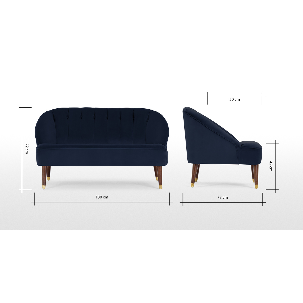 Margot 2 Seat sofa, Imperial Blue Velvet – image 8