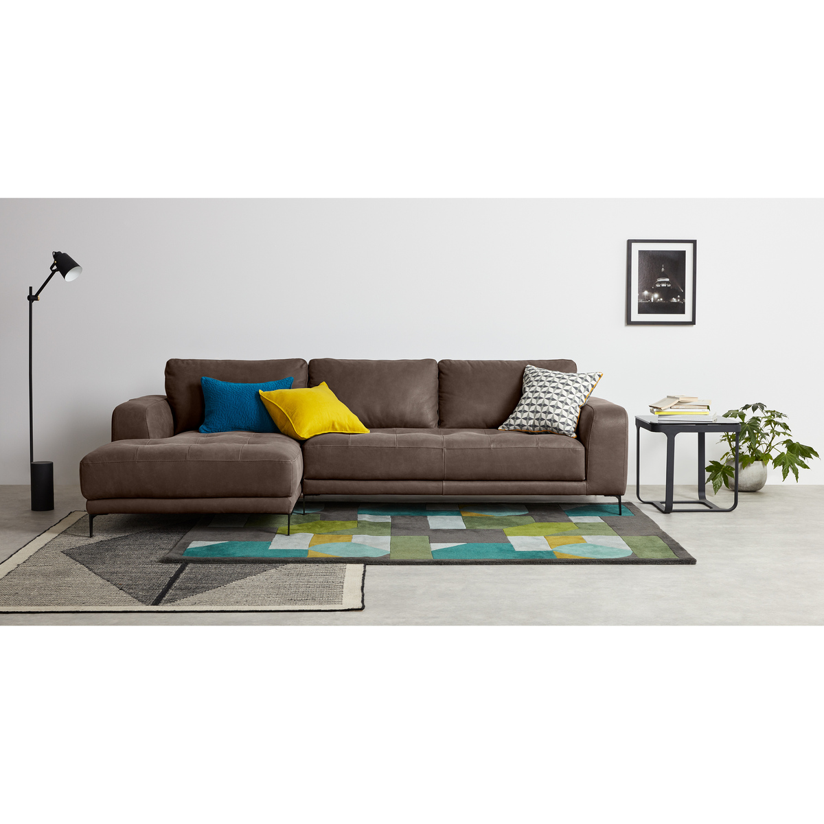 Luciano Left Hand Facing Corner Sofa, Texas Charcoal Grey Leather – image 3