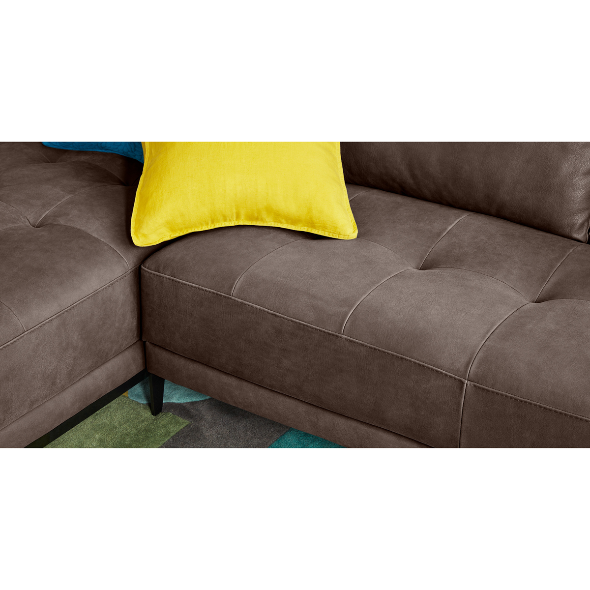 Luciano Left Hand Facing Corner Sofa, Texas Charcoal Grey Leather – image 4