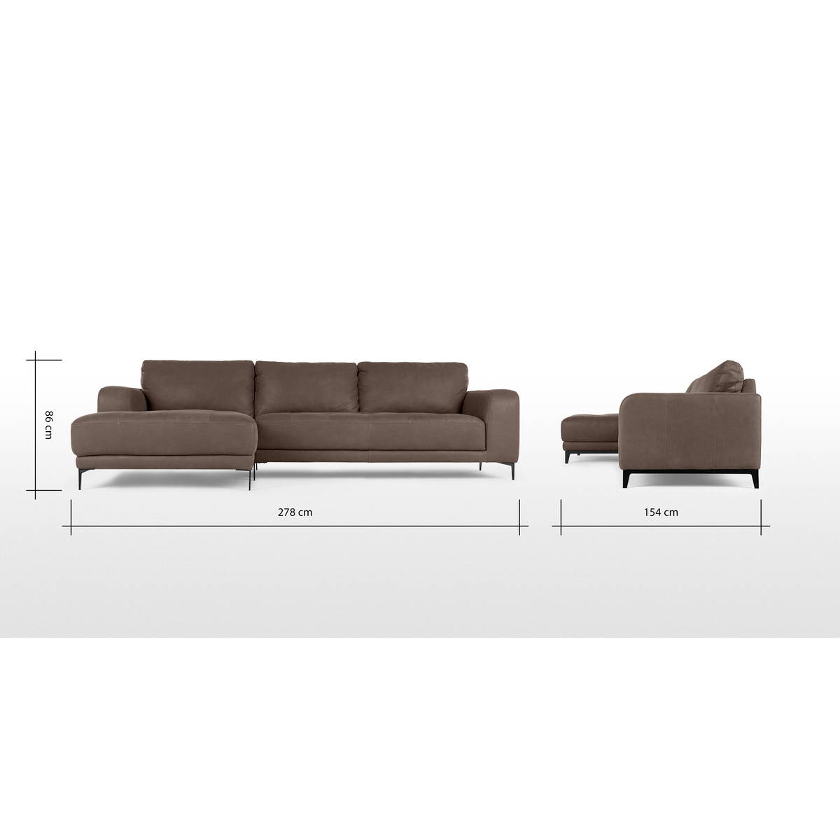 Luciano Left Hand Facing Corner Sofa, Texas Charcoal Grey Leather – image 8