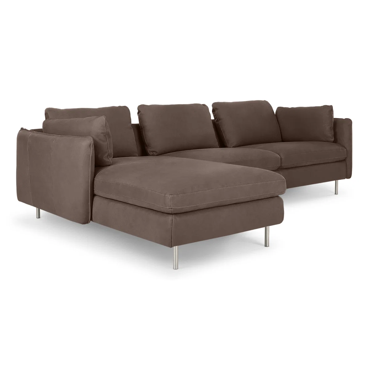 Vento 3 Seater Left Hand Facing Chaise End Sofa, Texas Charcoal Grey Leather – image 2