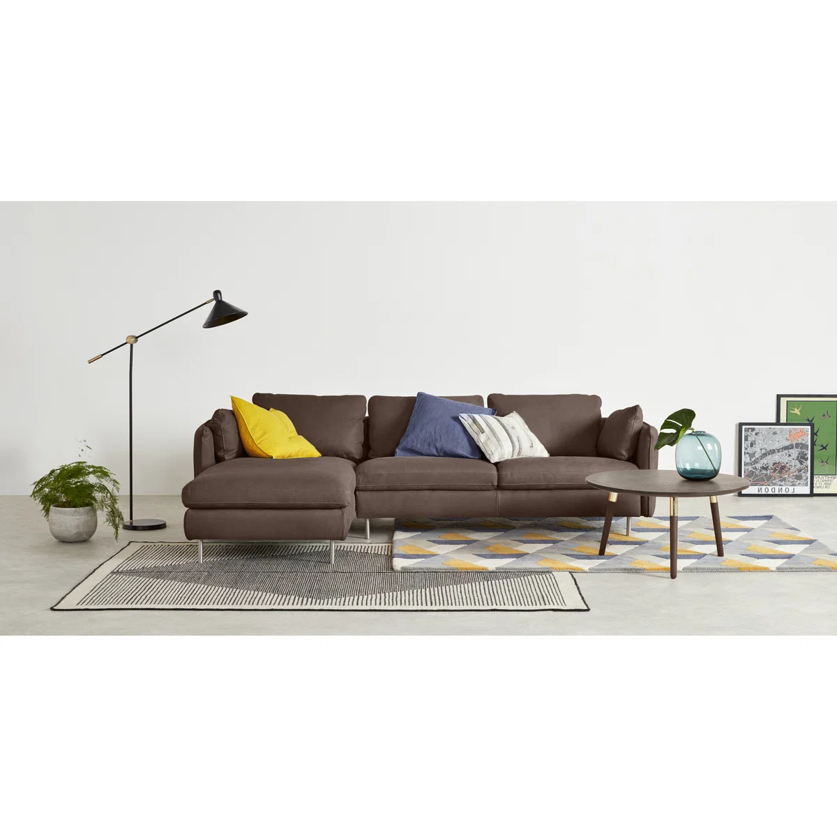 Vento 3 Seater Left Hand Facing Chaise End Sofa, Texas Charcoal Grey Leather – image 3