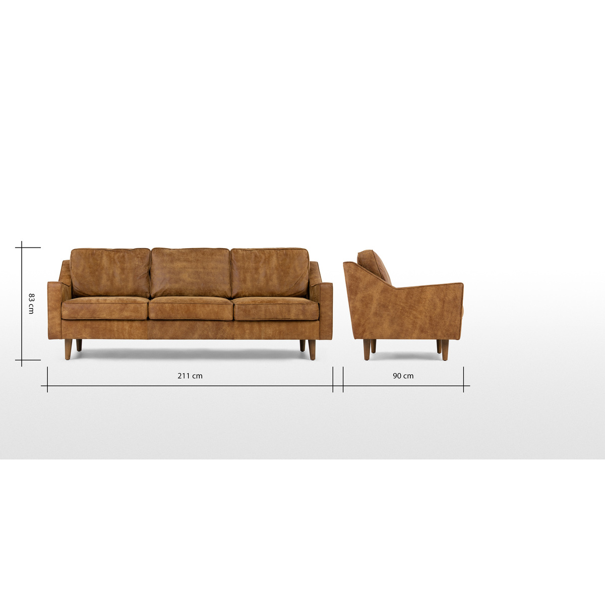 Dallas 3 Seater Sofa, Outback Tan Premium Leather – image 8