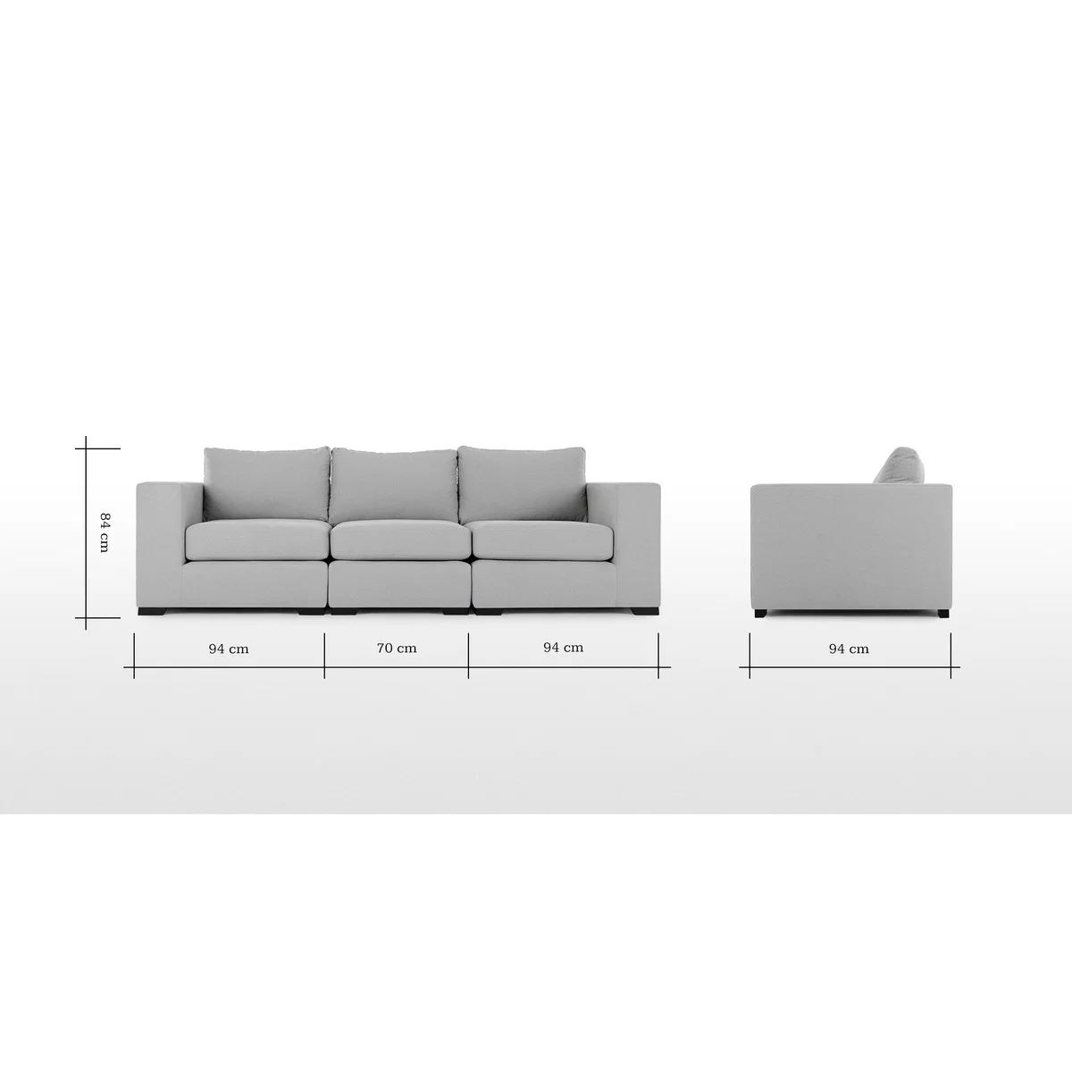 Mortimer 4 Seater Modular Sofa, Chalk Grey Cotton – image 8