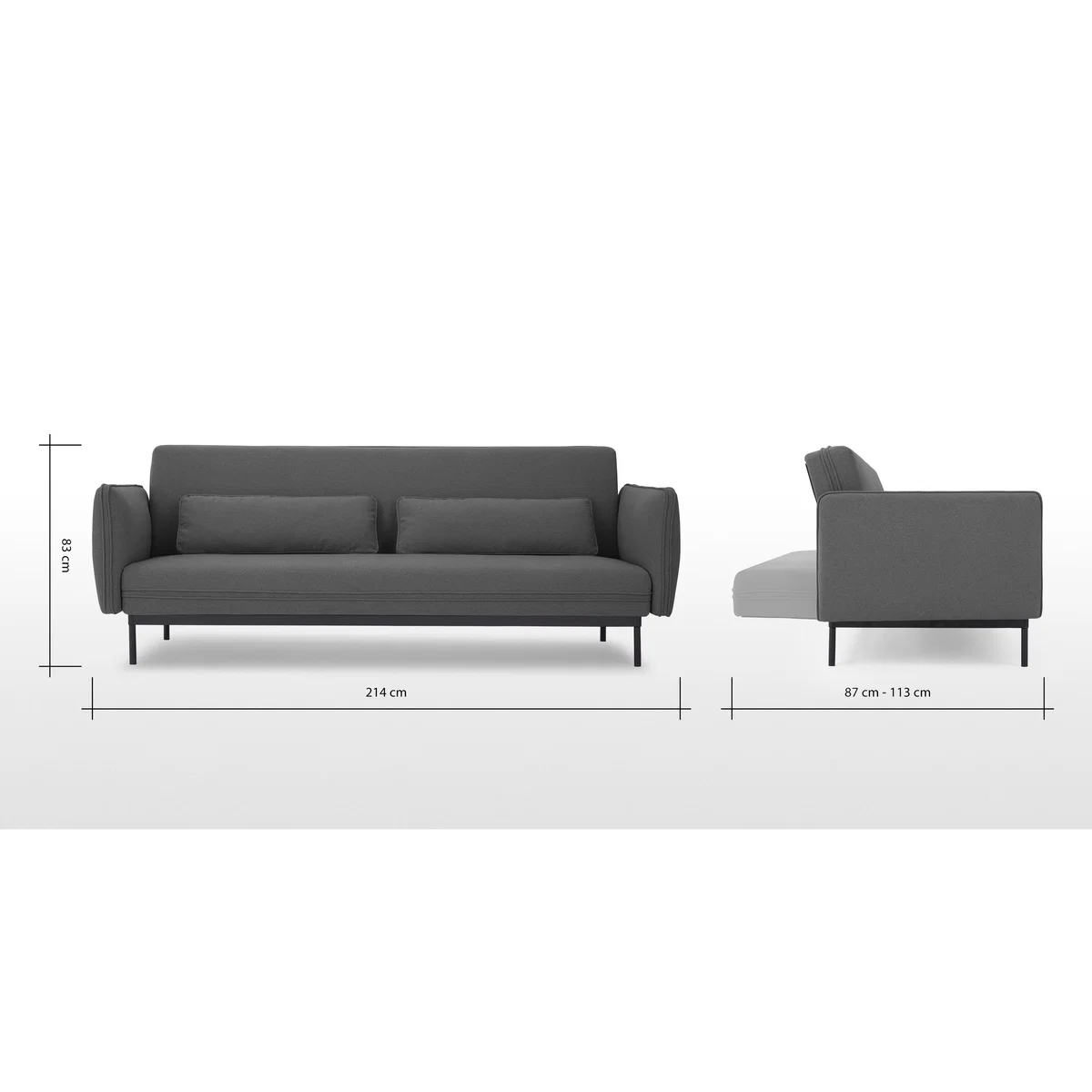 Shay Click Clack Sofa Bed, Marl Grey – image 10