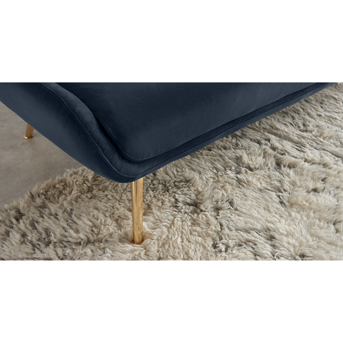 Moby Click Clack Sofa Bed, Sapphire Blue Velvet with Brass Leg – image 4