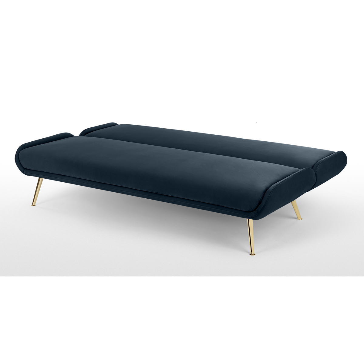 Moby Click Clack Sofa Bed, Sapphire Blue Velvet with Brass Leg – image 5