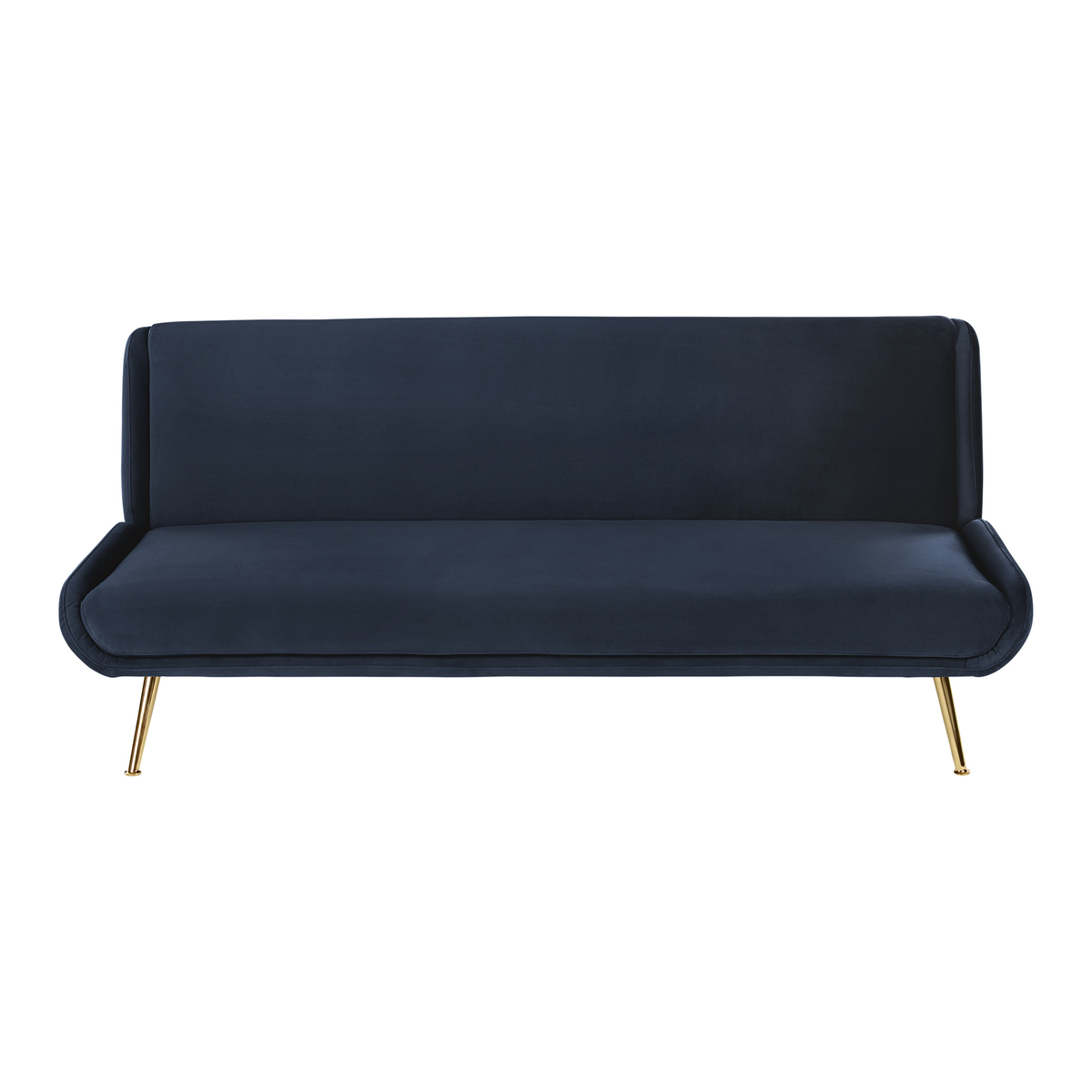 Moby Click Clack Sofa Bed, Sapphire Blue Velvet with Brass Leg – image 2