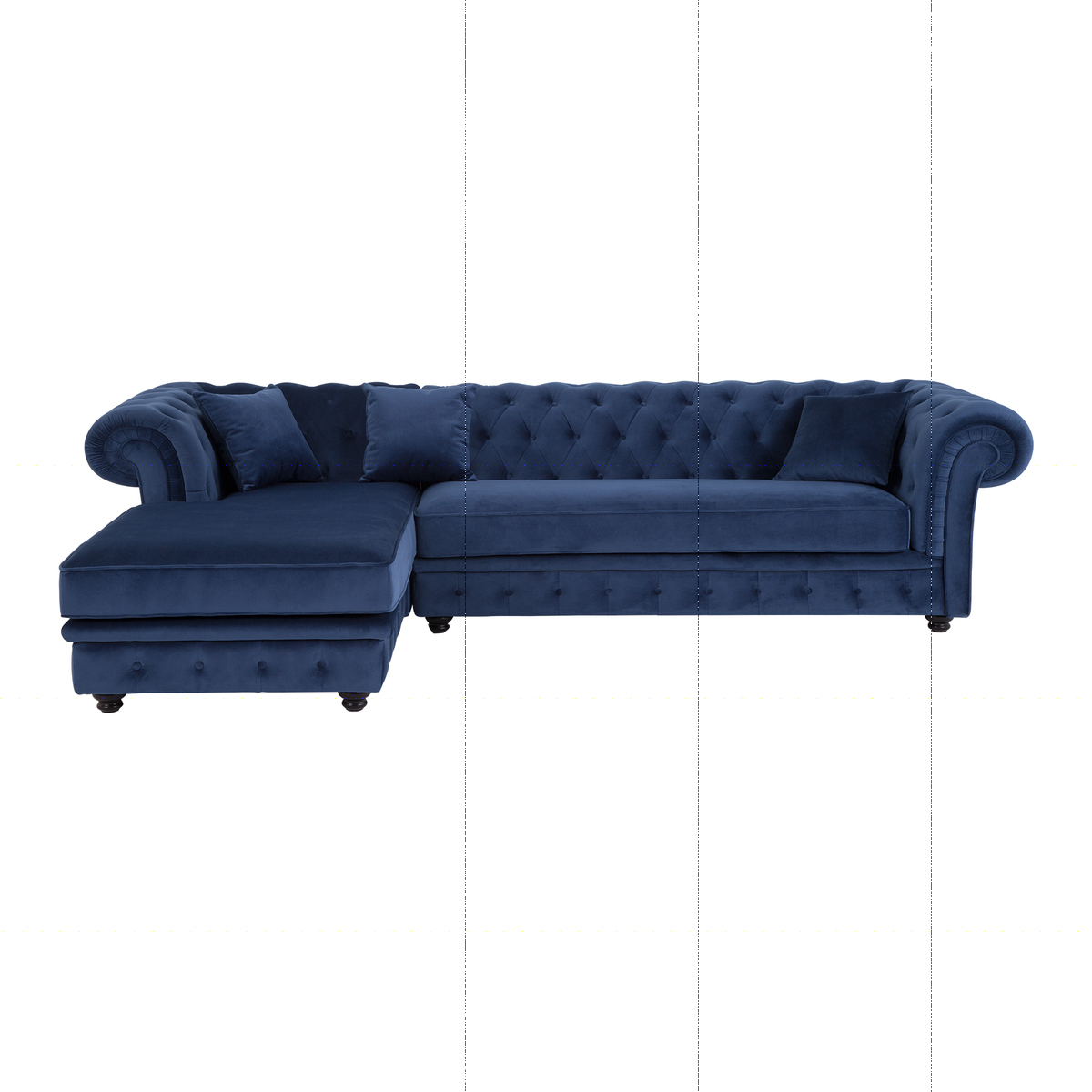 Branagh Left Hand Facing Chaise End Corner Sofa, Electric Blue Velvet – image 1