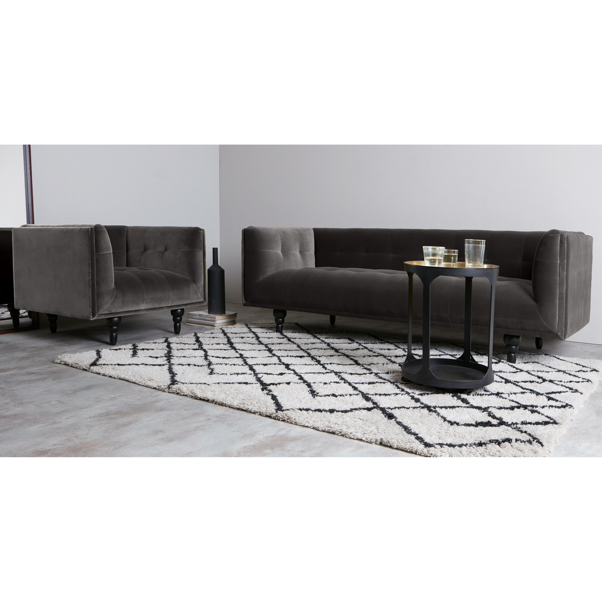 Connor 3 Seater Sofa, Concrete Cotton Velvet – image 2