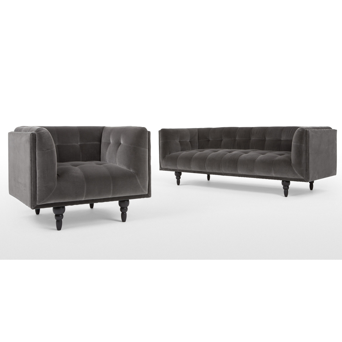 Connor 3 Seater Sofa, Concrete Cotton Velvet – image 7