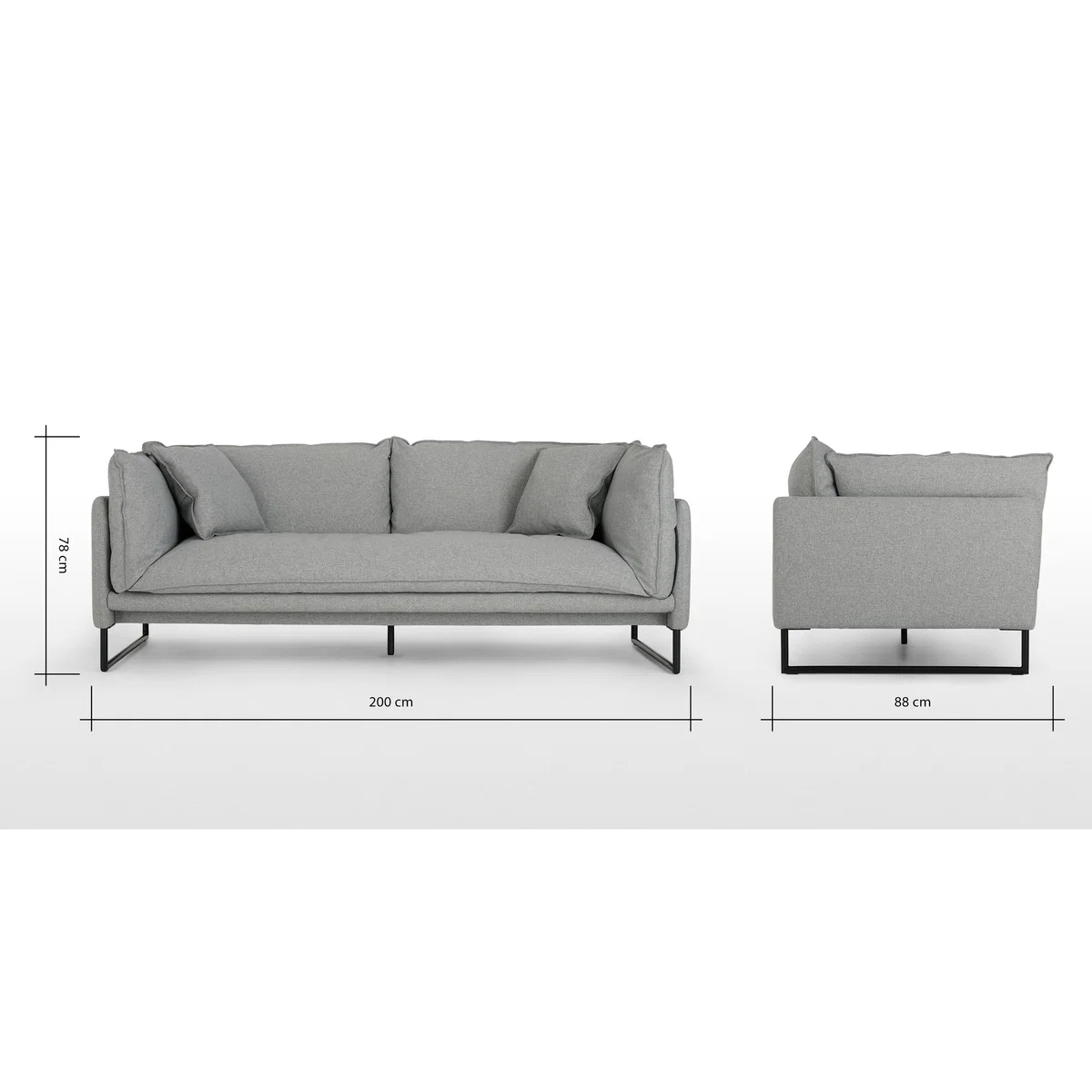 Malini 3 Seater Sofa, Mountain Grey – image 6