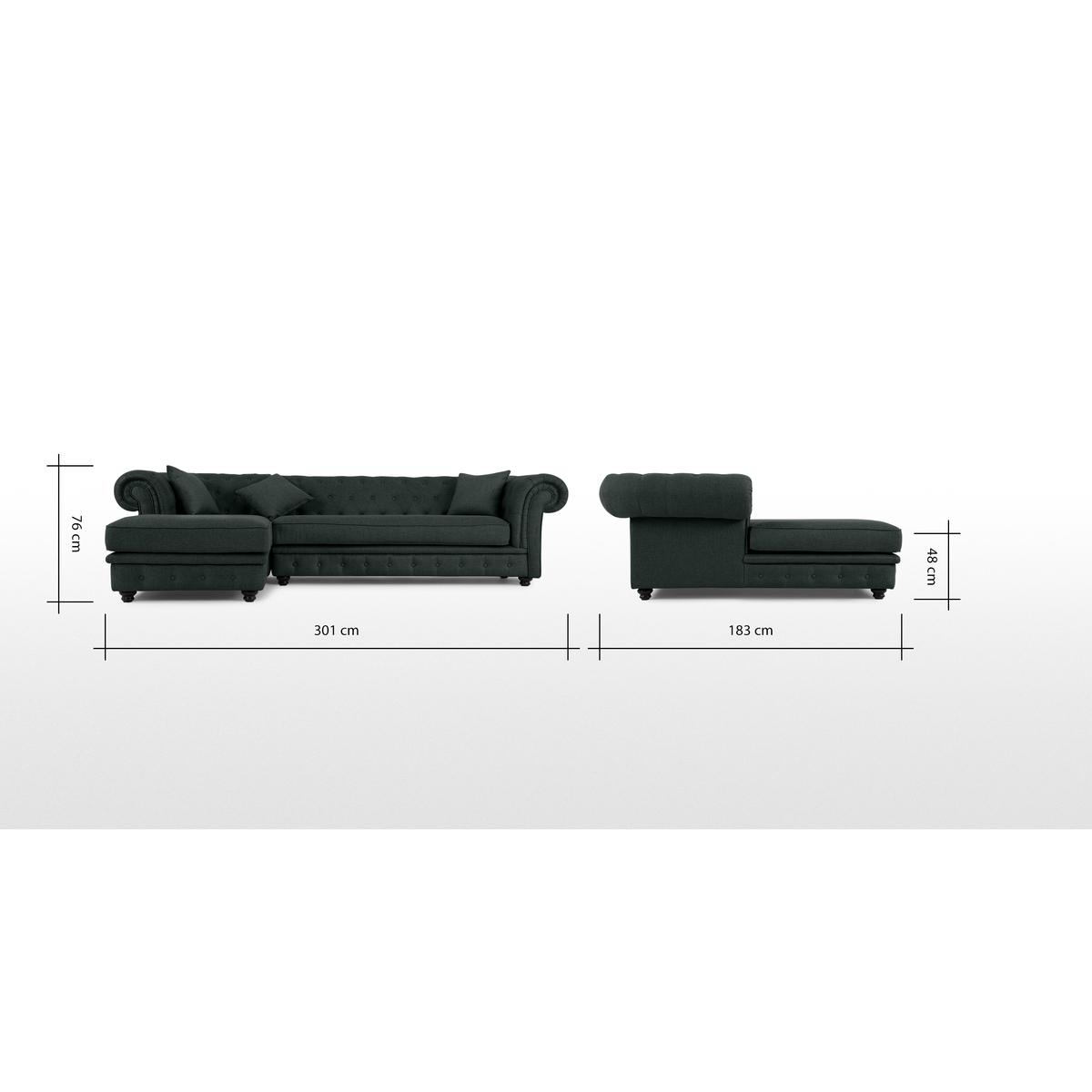 Branagh Left Hand Facing Chaise End Corner Sofa, Anthracite Grey – image 8