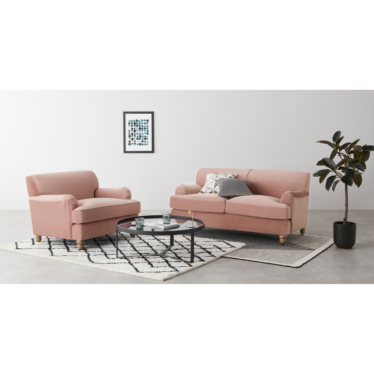 Orson 2 Seater Sofa, Vintage Pink Velvet – image 3