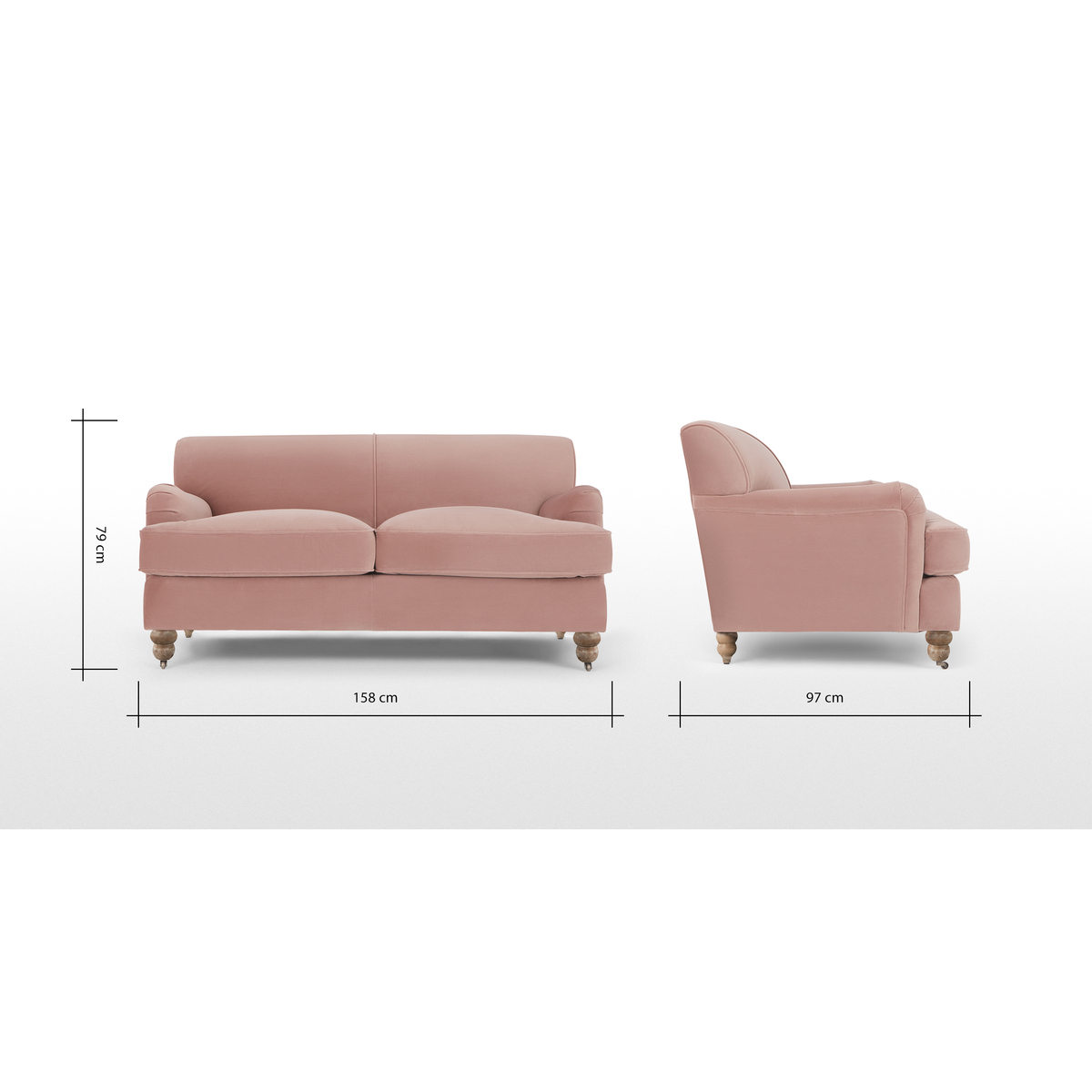 Orson 2 Seater Sofa, Vintage Pink Velvet – image 8