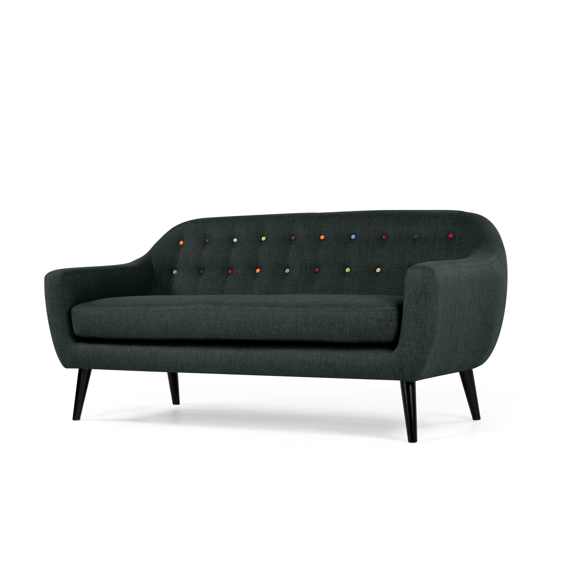 Ritchie 3 Seater Sofa, Anthracite Grey with Rainbow Buttons – image 3