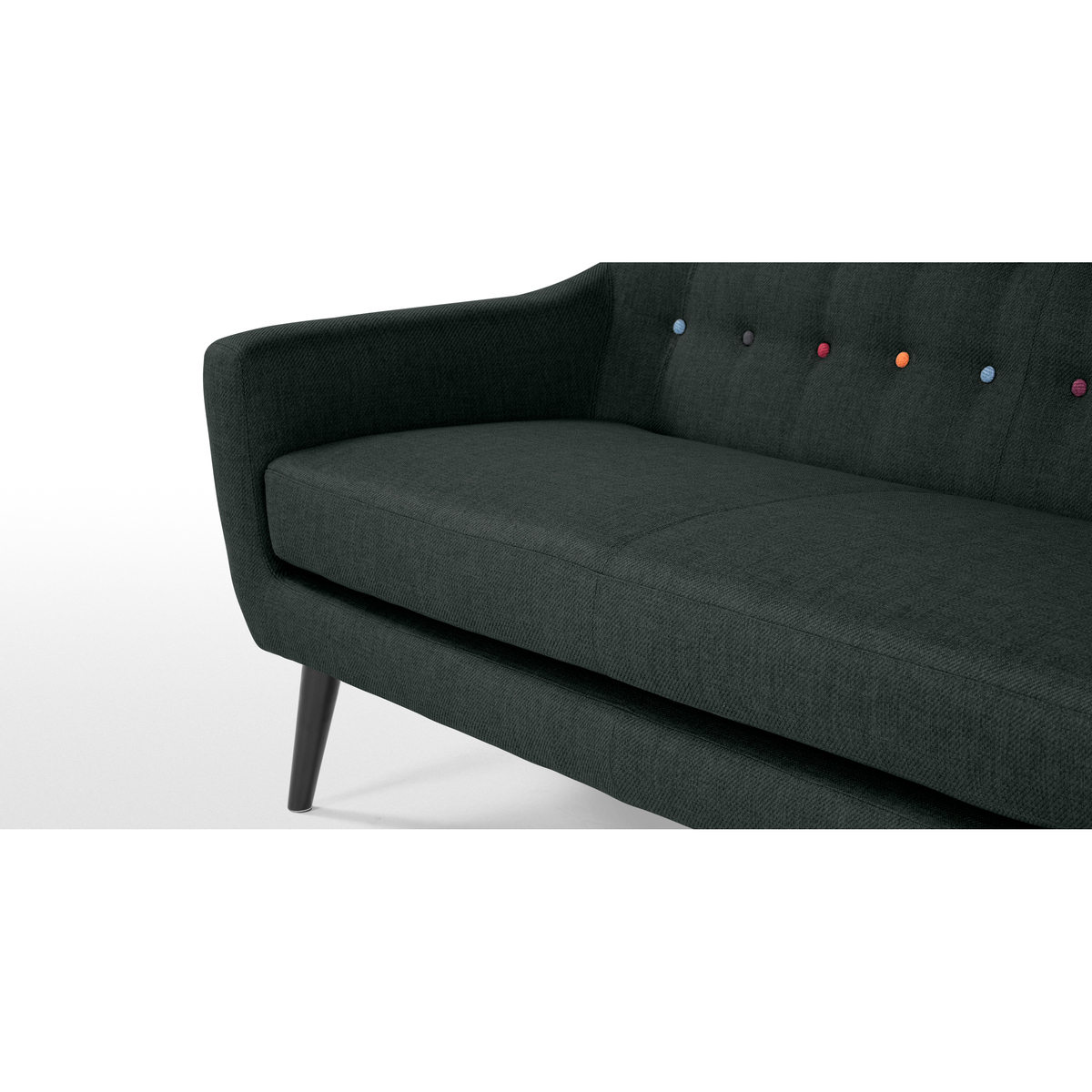 Ritchie 3 Seater Sofa, Anthracite Grey with Rainbow Buttons – image 4