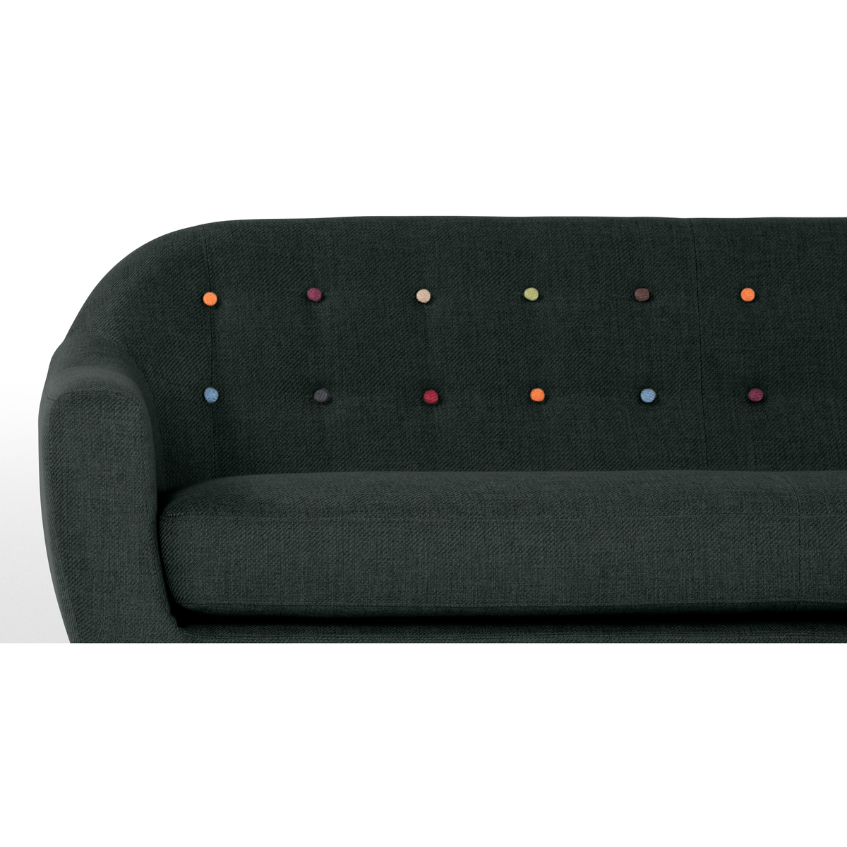 Ritchie 3 Seater Sofa, Anthracite Grey with Rainbow Buttons – image 6