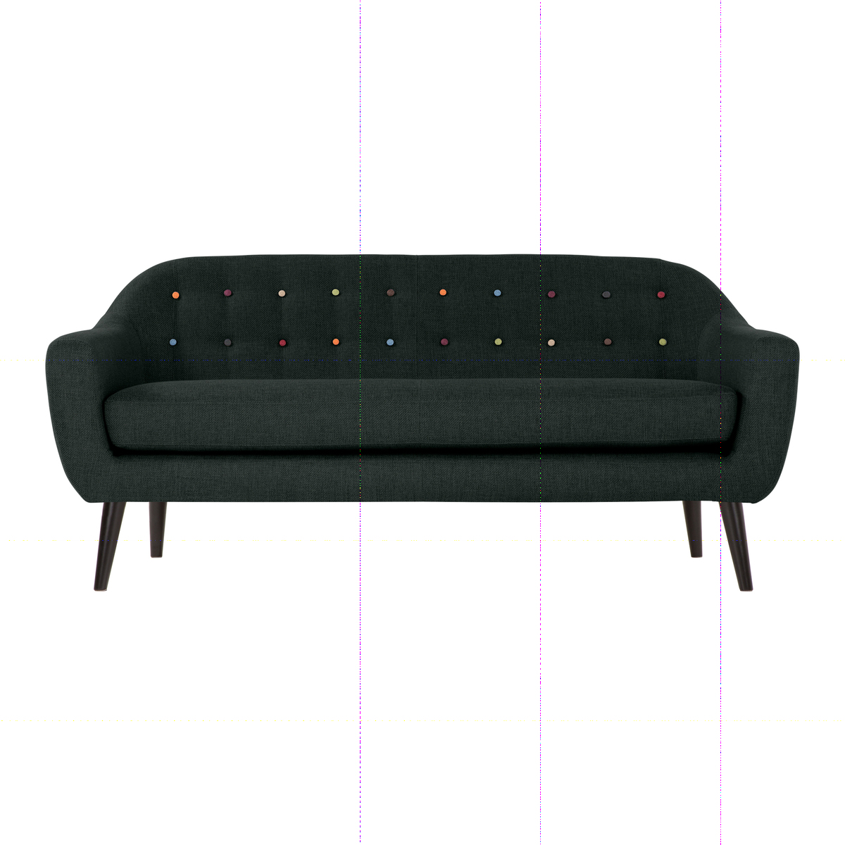 Ritchie 3 Seater Sofa, Anthracite Grey with Rainbow Buttons – image 1