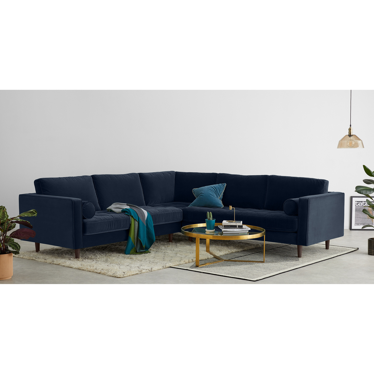 Scott Corner Sofa, Navy Cotton Velvet – image 3