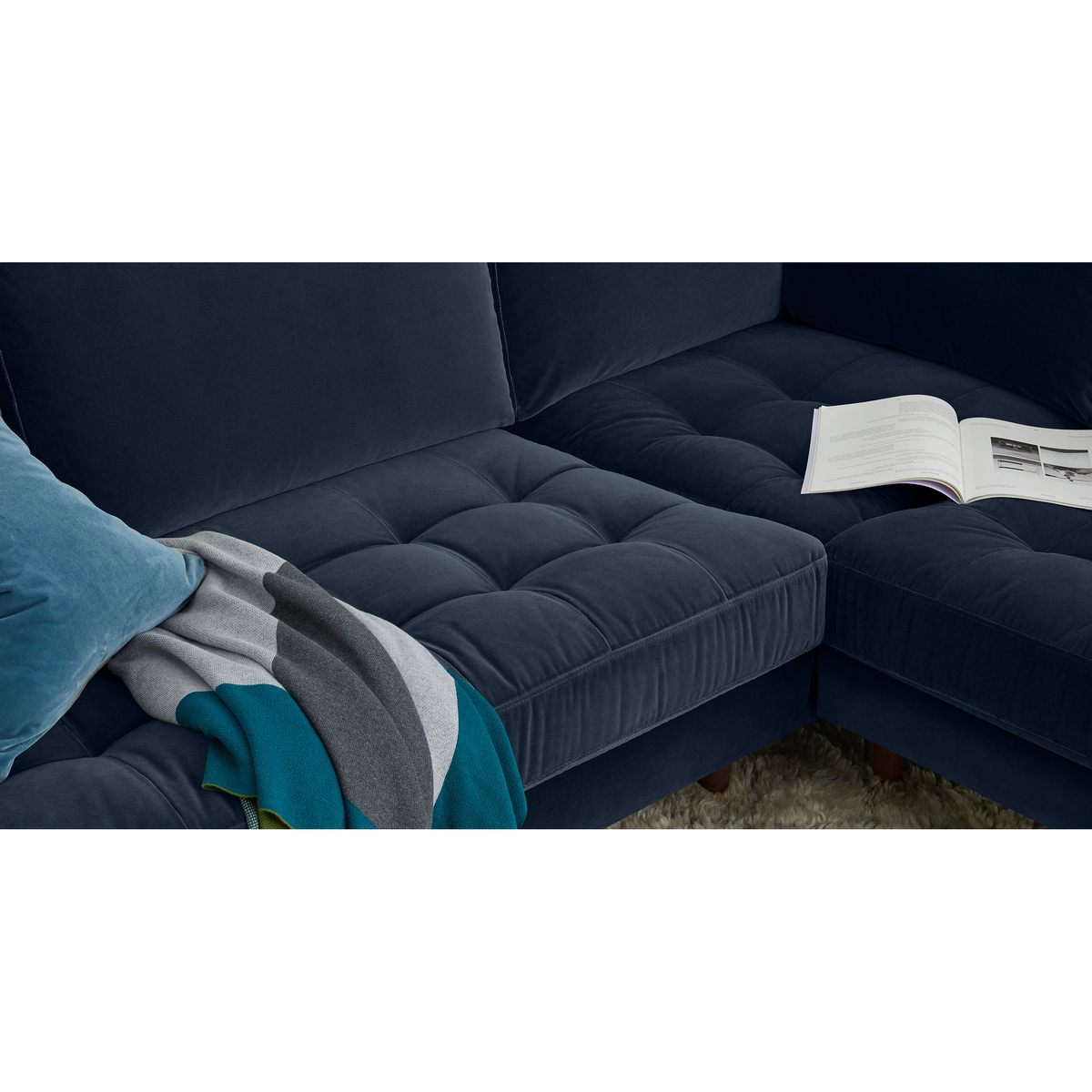 Scott Corner Sofa, Navy Cotton Velvet – image 6