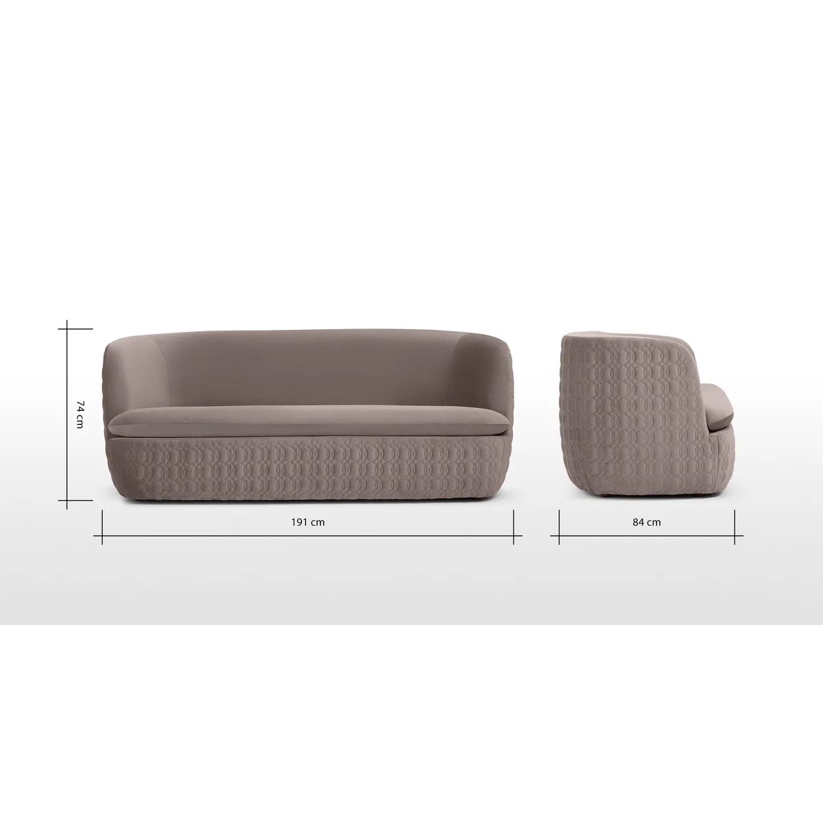 Tandy Large 2 Seater Sofa, Soft Mauve Velvet – image 8