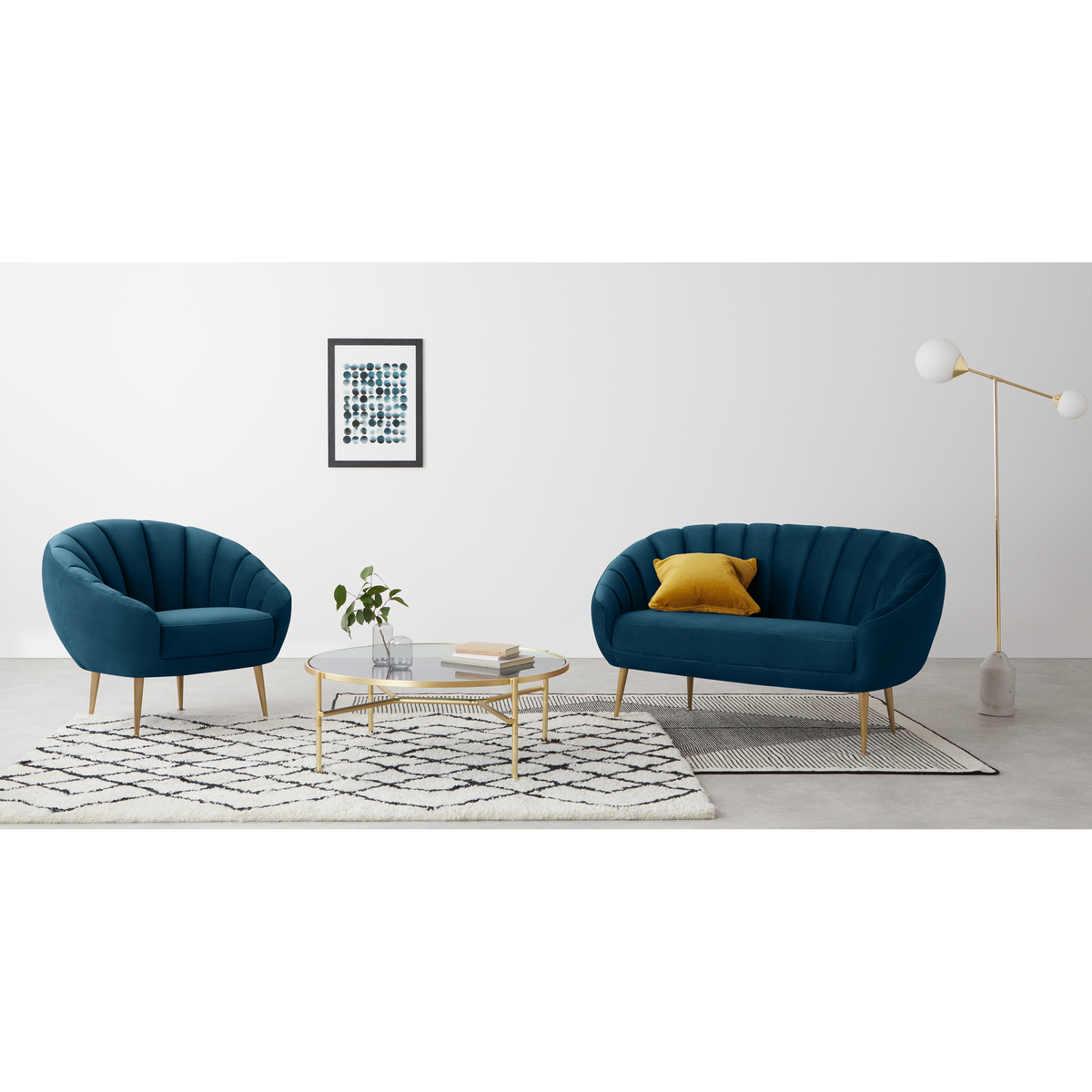 Primrose 2 Seater Sofa, Velvet Petrol Teal – image 2