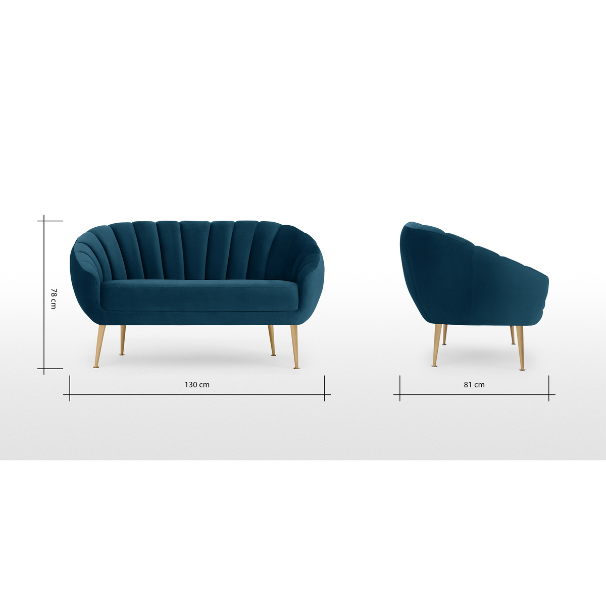 Primrose 2 Seater Sofa, Velvet Petrol Teal – image 7