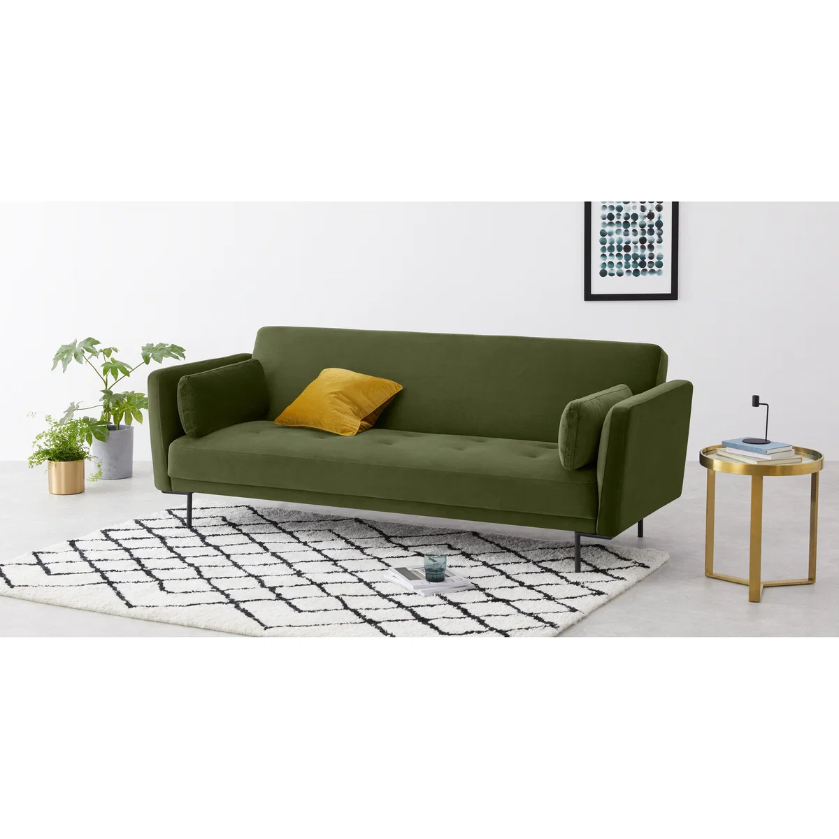 Harlow Click Clack Sofa Bed, Fir Green Velvet – image 3
