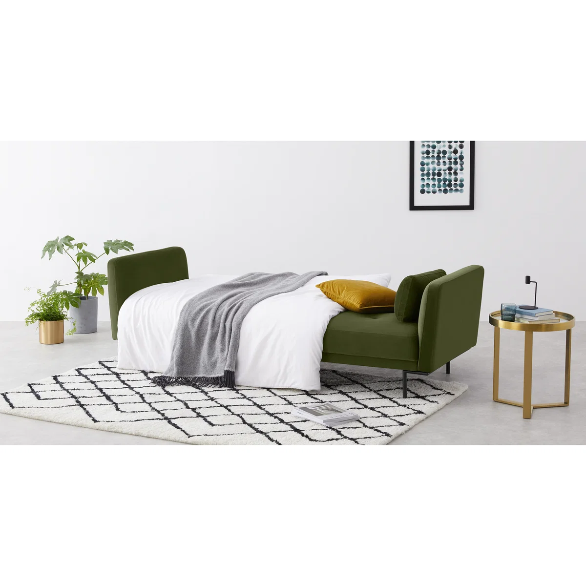 Harlow Click Clack Sofa Bed, Fir Green Velvet – image 7